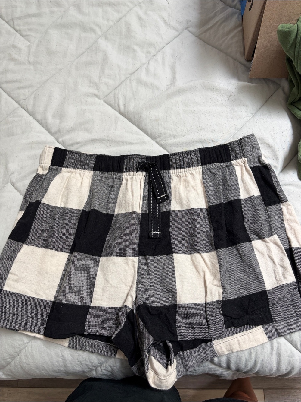 Old Navy Black & Cream Plaid Lounge Shorts